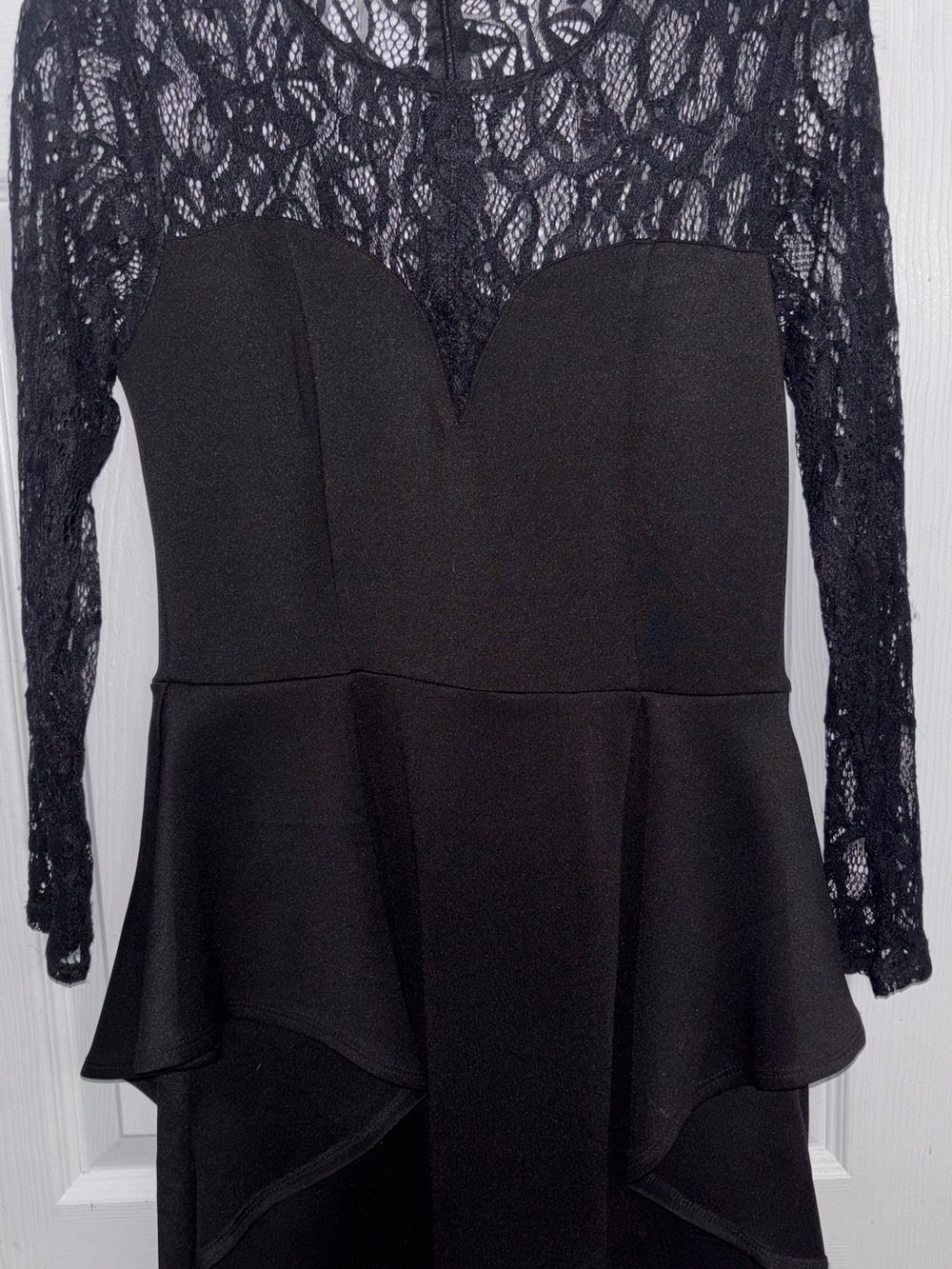 Sweet Storm Black Lace Peplum Tunic Top